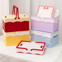 Boîte de rangement multicolores Macaron avec logo personnalisé et poignée, idéale pour le camping en extérieur, comme boîte cadeau pour jouets, ou pour l'emballage de faveurs de mariage