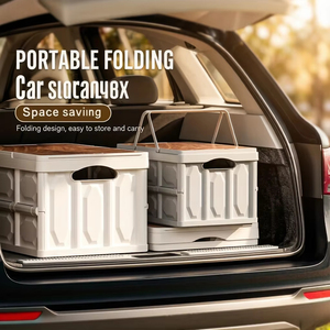 1 boîte de rangement pour camping en plein air avec poignée, boîte de rangement pliable, boîte de rangement portable pour camping et pique-nique, bagages de voiture - Product Image 2