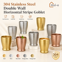 Vaso Reutilizable de Acero Inoxidable 304 de Doble Pared, Estilo Coreano con Rayas Horizontales, para Cerveza, Café o Agua, Personalizable, Venta al Por Mayor
