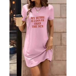 Vestido Casual para Mujer con Estampado Gráfico 'MY GIRL IS SWEETER THAN CANDY', Largo hasta la Rodilla, Cintura Elástica - Nueva Llegada - Product Image 6