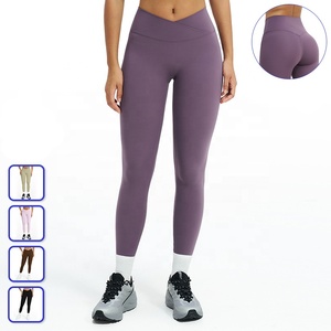Leggings de yoga anti-bactériens taille haute pour femme, effet push-up, en Spandex/Nylon, couleur unie, contrôle du ventre, longueur cheville - Product Image 2