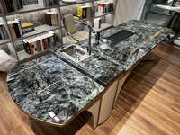 Table à thé en pierre bleue émeraude de luxe, table à thé de bureau, style moderne et luxueux haut de gamme, nouveau modèle, table de patron premium
