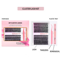 Extensions de cils DIY en gros, cils naturels 30D 40D 50D, cils en grappes, logo personnalisé, bande de scellage, kit de cils en grappes, fournisseur