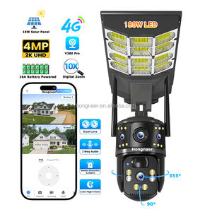 Hongnaer 4MP inalámbrico 4G lente Dual Solar Surveil PTZ Cámara V380 Pro seguridad al aire libre 4G tarjeta Sim CCTV cámara de luz de calle Solar - Product Image 1