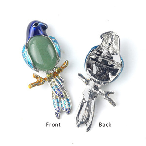 रत्न जड़ा ब्रोच लटकन हार रेट्रो तोता पिन और लटकन विंटेज क्रिस्टल एगेट मिश्र धातु तामचीनी पक्षी ब्रोच आकर्षण - Product Image 6