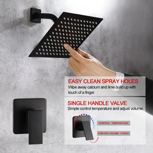 Sistema <span class=keywords><strong>Doccia</strong></span> a Pioggia Nero da Parete, Set <span class=keywords><strong>Doccia</strong></span> Monofunzione, Include Valvola di Ingresso Acqua - Product Image 3