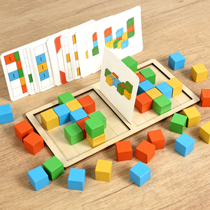 Puzzle di Abbinamento Colori, Cubi da Costruzione, Gioco di Logica e Ragionamento Matematico per Bambini, Abbinamento con Carte, Gioco Interattivo con Blocchi - Product Image 1