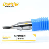 BoMeiJK Fraise droite TCT à 2 dents de haute précision avec queue de 1/2 pouce, outil de découpe de bois CNC ODM/OEM avec hélice à 45 degrés