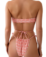Bikini bandeau personnalisé pour femme, maillot de bain sexy à imprimé floral, avec nœud sur le devant, grande taille, pour la plage, les sources chaudes et les journées d'été