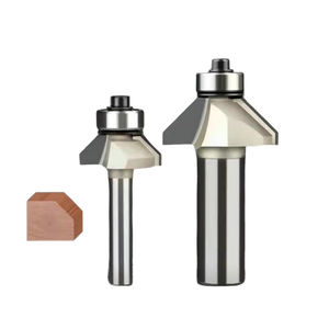 TIDEWAY ZLC0203 Chamfer <strong>Bit</strong> 45 Degree <strong>Bevelling</strong> Cutter Fancy Bearing Trimmer with 6mm Shank Coated Altin Router <strong>Bits</strong> - Product Image 2