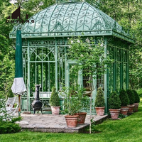 Grand château d'extérieur pour fête Banquet Maison en métal Gazebo en fer forgé Serres élégantes Orangeries Véranda de mariage de luxe