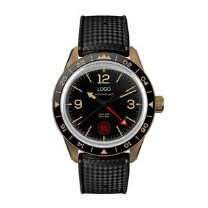 Reloj GMT de 40 mm con Segundo Huso Horario, Reloj de Bronce CuSn8 con Pátina, Cristal de Zafiro Ultraabombado con Forma de Caja y Revestimiento Antirreflejos - Product Image 4