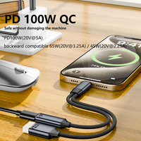 Adaptateur USB-C 2-en-1 avec câble OTG et de charge rapide PD 100W, port USB-A femelle