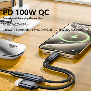 <span class=keywords><strong>Adaptateur</strong></span> USB-C 2-en-1 avec câble OTG et de charge rapide PD 100W, port USB-A femelle - Product Image 3