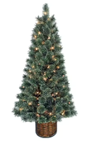 Dekorativer Kieferbaum Schwarzer Weihnachtsbaum mit LED-Beleuchtung Immergrüner Baum Weihnachtsdekoration