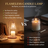 Lampe chauffe-bougie rose avec abat-jour en verre gaufré, minuterie, intensité réglable, hauteur ajustable, diffuseur de bougie sans flamme, décoration d'intérieur