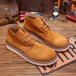 Botas de Motociclista Retro Amarillas para Hombre, con Cordones, Cómodas, de Suela Plana, de Cuero de Ante, para Caminar al Aire Libre, de Alta Calidad y Personalizadas - Product Image 2