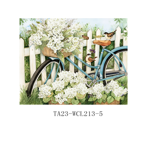 Quadro su tela con bicicletta floreale ad acquerello, stampe di biciclette vintage con ghirlanda per decorazioni d'ingresso - Product Image 3