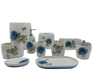 Hand painted floral bath accessories set Color Painting/Spraying bathroom sets accessory for home