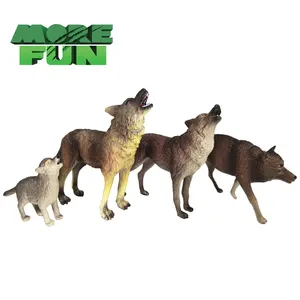 Hochwertige Simulation OEM ODM PVC Kunststoff Tiers pielzeug Realistische umwelt freundliche Wölfe Familie Wolf Figur Spielzeug