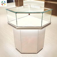 Hochwertige LED-beleuchtete Glasvitrine für Schmuck, Einzelhandelsgeschäft-Ausstellungsschrank mit Weißer Oberfläche, Eck-Kiosk-Aufbewahrung