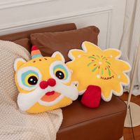 Oreiller Lion de la Richesse du Nouvel An Chinois Traditionnel, Peluche en Coton Doux, Jouet Cartoon, Conception Personnalisable, Décoration Personnalisée