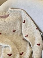 Pull en tricot pour femme, motif jacquard personnalisé, col rond, manches longues, motif cœur, fabricant OEM ODM, marque privée