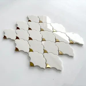 Azulejos de mosaico de mármol Waterjet de cocina a precio barato al por mayor