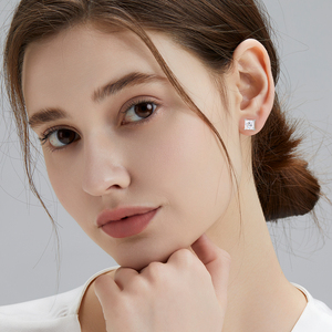 Boucles <span class=keywords><strong>d</strong></span>'oreilles Princess Moissanite en or blanc 14 carats vermeil, argent sterling 925, bijoux pour hommes et femmes, diamants de laboratoire VVS1, clous <span class=keywords><strong>d</strong></span>'oreilles - Product Image 2