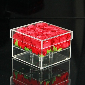 Acrylic Modern Square Rose Flower Box with 9 Holes for Customized Store Display Stand - Product Image 2