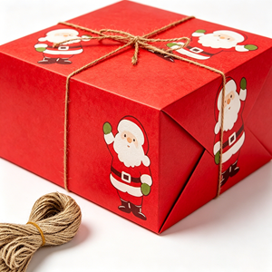 Scatola Regalo Natalizia Personalizzata in Carta Ecologica con Corda di Iuta, Cartone Pieghevole Rosso Stampato per Confezioni Festive - Product Image 3