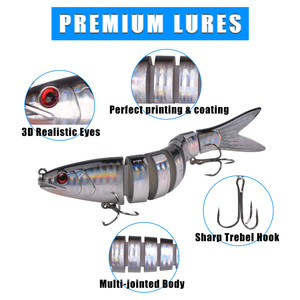 Señuelo articulado de pesca de lubina, cebo de natación de 8 segmentos de 20g, Crankbait, Lucio <span class=keywords><strong>artificial</strong></span>, juego de señuelos de trucha realistas - Product Image 5