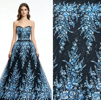 Tissu en tulle de luxe, lourd, à motifs floraux, broderie de sequins, disponible en plusieurs couleurs, tissu en maille pour robe de mariée