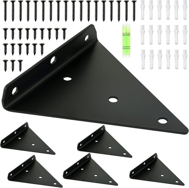 Adjustable Black Steel Aluminum Alloy Powder Coated Triangle Corner Brackets Heavy Duty Furniture Support for Shelves Tables Bed