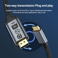 Cable de Video Bidireccional Justlink Tipo-C a DP 2.1, 16K 60Hz 8K 120Hz 4K 240Hz, Cable Trenzado de Nailon para Monitor de Laptop