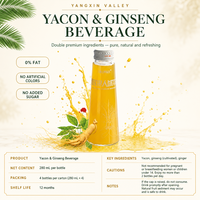 Yacon Gember Ginseng Gemengde Sap Gezonde Dagelijkse Ochtenddrank Zoet en Sappig Clean Label 280ml Karton Verpakking