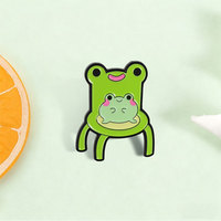 Épinglette en émail antique en forme de grenouille mignonne, badge métallique personnalisable pour sac à dos, veste, sac, accessoire de mode animalier de dessin animé