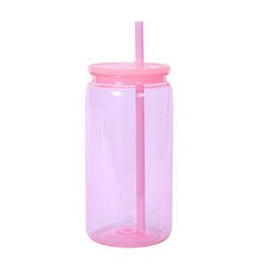 Nouvelle tasse en acrylique écologique couleur gelée 16oz, gobelet transparent monocouche en plastique avec paille, anti-fuite, pour usage extérieur - Product Image 2