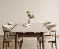 Ensemble de table et chaises de salle à manger en bois massif et cuir PU, design nordique moderne