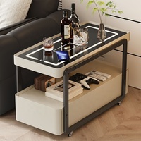 Table d'appoint minimaliste moderne, chariot en bois mobile avec prise de charge sans fil, table basse pour salon