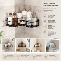 Étagère murale en fer pour salle de bain, sans perçage, style moderne et minimaliste, pour évier d'angle en forme d'éventail, rangement