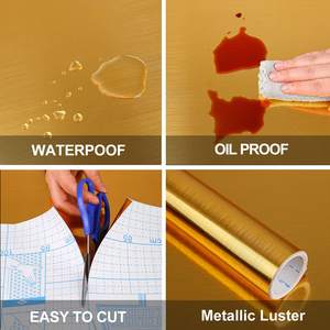 ORON DECO Altın PVC Duvar Kağıdı Kendinden Yapışkanlı Metalik Paslanmaz Soyulabilir ve Yapıştırılabilir Duvar Kağıdı Buzdolabı Mobilya için Çıkarılabilir - Product Image 2