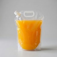 Pochette souple transparente robuste en PE de 0,2 mm avec bec verseur, poignée supérieure en plastique et bouchon à vis pour recharge de jus liquide