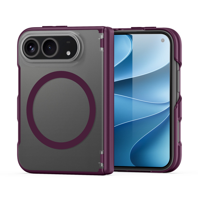 IDEAL Shockproof Matte Phone Case for iPhone Duo with Magnet Anti-Fingerprint Anti-Scratch Full Body Protective Bumper Cover