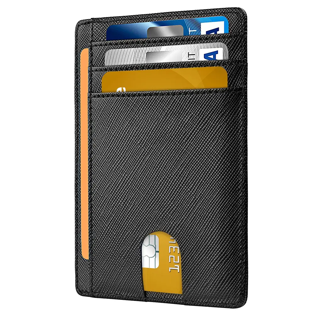 Leather Card Holder Slim Minimalist Front Pocket RFID Blocking Leather Wallets for Men Women