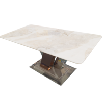 Table à manger moderne de luxe en marbre blanc Fendi, imperméable, pour appartement, hôtel, parc et villa - Meubles de salle à manger écologiques