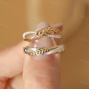 Anillo con Diseño de Planta de Andrea Fine Jewelry, con Circonita Cúbica en Pavé, Anillo de Moda Unisex, Regalo - Product Image 3