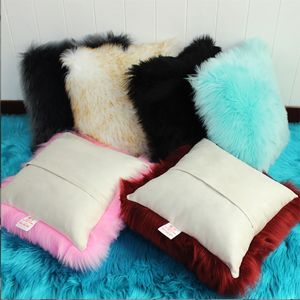 Free Sample Red Mongolian Lamb Pillow Home <b>Chair</b> Fur <b>Throw</b> Pillows - Product Image 4