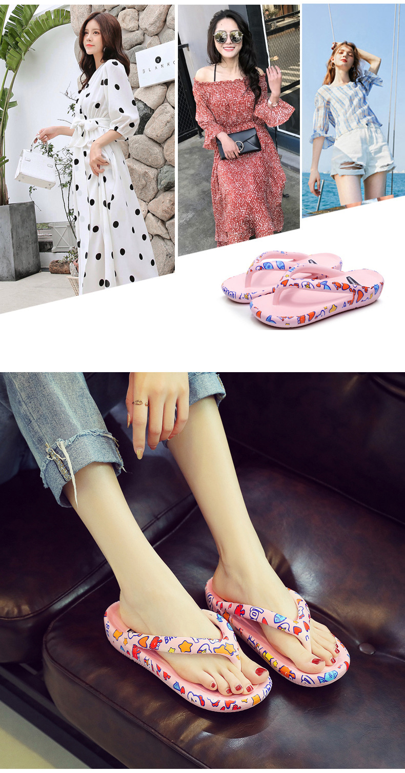 Summer Slippers Non-Slip Outside Flip Flops Breathable Thick-Soled Flip-Flops Slippers Women