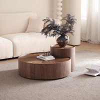 Table basse moderne italienne minimaliste de luxe Wabi-Sabi en noyer rond pour la maison, l'appartement ou l'hôtel